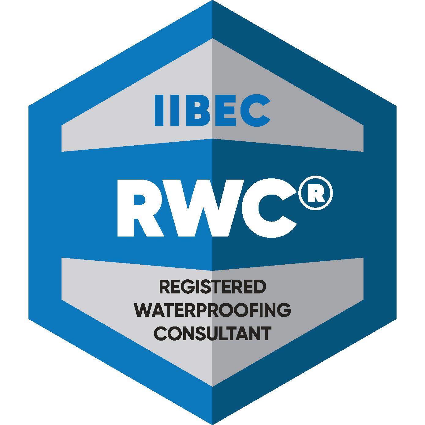 Blue IIBEC Registered Waterproofing Consultant (RWC) badge.