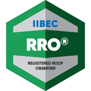 Green and silver hexagonal badge for IIBEC's RRO credential.