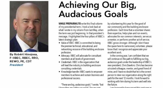 Cover page of March/April IIBEC President's Message, 