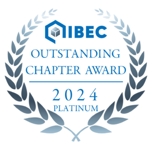 Blue laurel logo for the Platinum ranking of the IIBEC Outstanding Chapter Award.