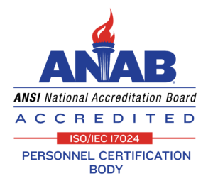 ANAB Accredited ISO/IEC 17024 logo.