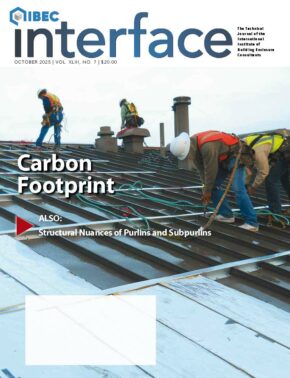Cover of October 2025 IIBEC Interface, theme of Carbon Footprint.