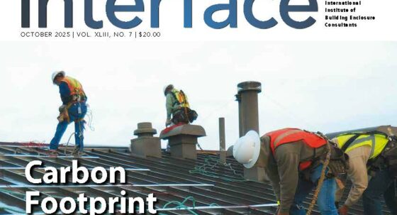 Cover of October 2025 IIBEC Interface, theme of Carbon Footprint.