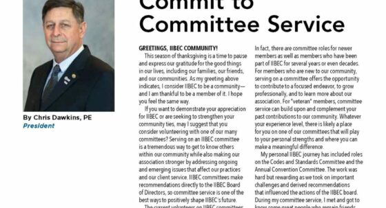 Cover of November 2025 IIBEC President's Message, 