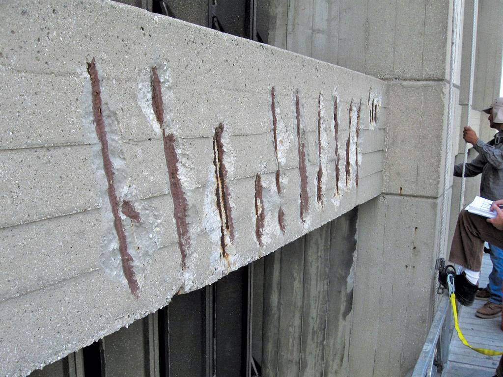 exposed reinforcing bars