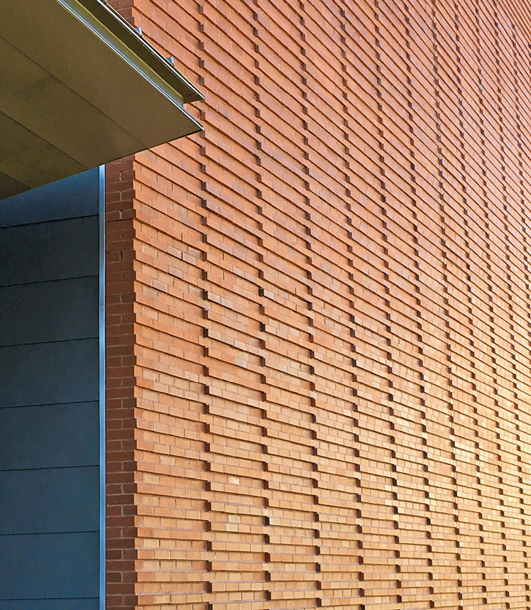 corbeled bricks on Billerica Memorial High School
