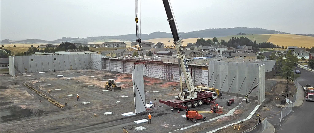composite panels being put into place