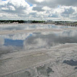 A roof with ponded water