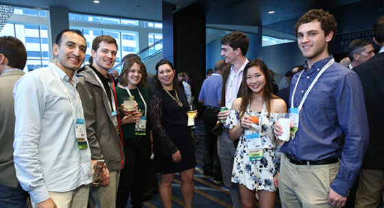 students at reception
