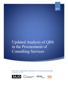 Cover page of original report entitled, "Updated Analysis of QBS in the Procurement of Consulting Services."